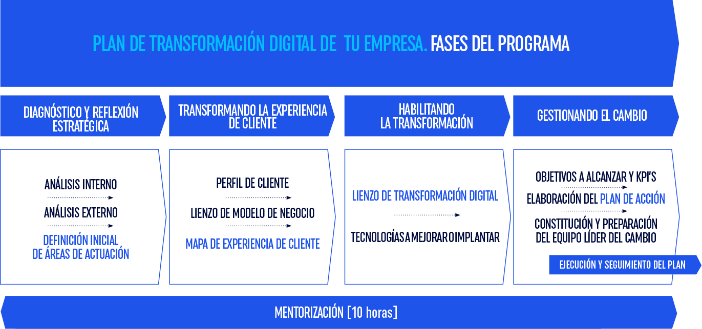 Plan de Transformación Digital de tu Empresa. Fases del Programa.